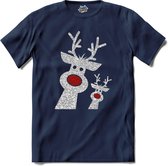 Kerst rendier buddy's glitter - T-Shirt - Dames - Navy Blue - Maat XXL