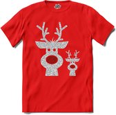 Kerst rendier buddy's glitter - T-Shirt - Heren - Rood - Maat XXL