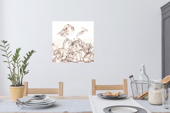 Stickers muraux - Sticker Foil - Dino - Enfants - Jungle - Plantes - Kids - 50x50 cm - Film Adhésif - Stickers muraux Chambre Enfant - Papier Peint Auto Adhésif