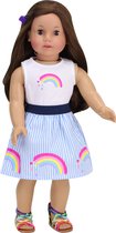 Sophia's by Teamson Kids Poppenkledingset voor 38.1 cm Poppen - Shirt en Rok - Poppen Accessoires - Regenboog/Wit (Pop niet inbegrepen)