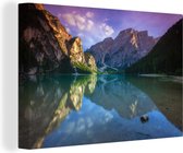 Lac entre les montagnes Toile 80x60 cm - Tirage photo sur toile (Décoration murale salon / chambre)