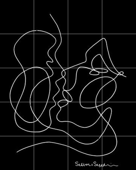 IXXI The Kissing black - Wanddecoratie - Abstract - 80 x 100 cm