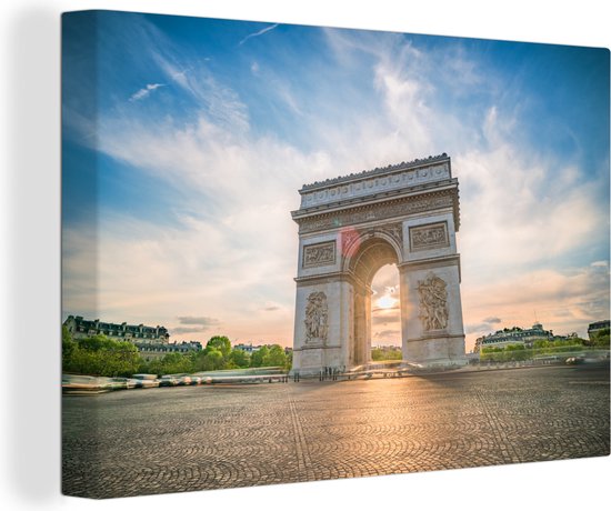 Vue de l'Arc de Triomphe à Paris avec un beau champ de nuages au lever du soleil Toile 60x40 cm - Tirage photo sur toile (Décoration murale salon / chambre)