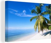 Canvas Schilderij Tropisch - Zand - Palmboom - 90x60 cm - Wanddecoratie