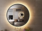 Viidako – Luxurii Badkamerspiegel – 3 dimbare LED standen - Anti Condens – Anti Corrosie Coating – Naadloos Frame – Mat Zwart – Met Digitale Klok