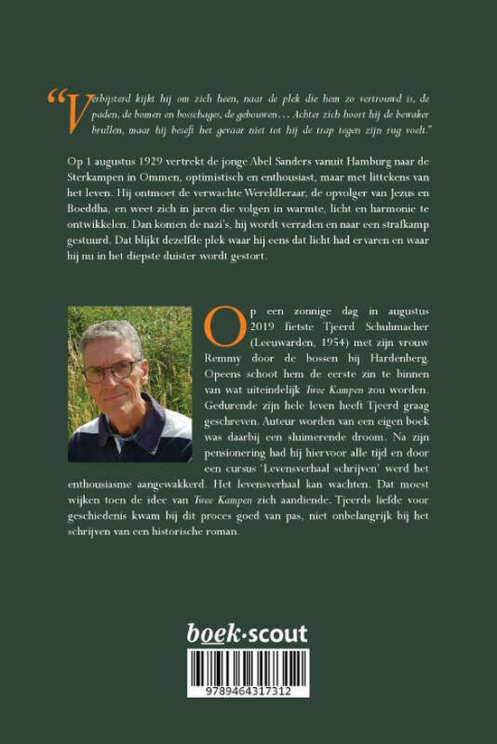Boek "Twee Kampen" met een portret van de auteur Tjerk Schuhmacher.