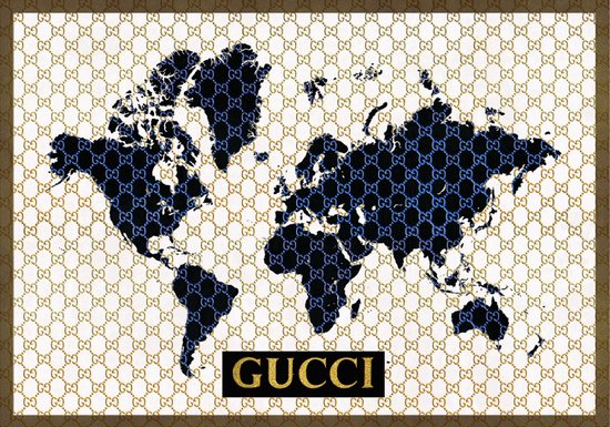 Glasschilderij 80x120x0.4 Gucci World Map