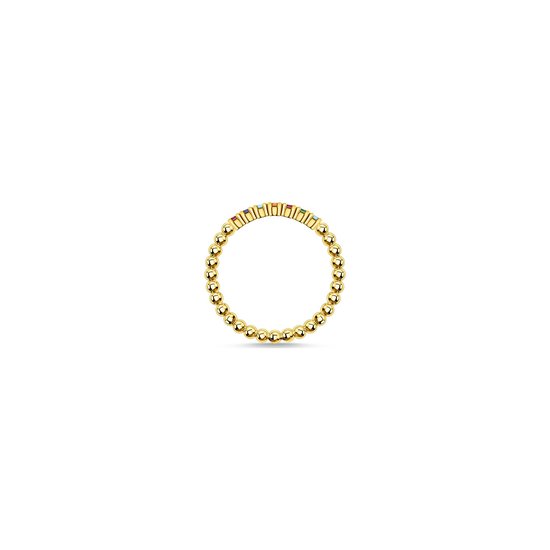THOMAS SABO Ring „Kugeln“ – 925 Silber, Vergoldet, Mit Farbigen Steinen