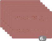 Placemat - Placemats kunststof - Patronen - Goud - Roze - 45x30 cm - 6 stuks - Hittebestendig - Anti-Slip - Onderlegger - Afneembaar