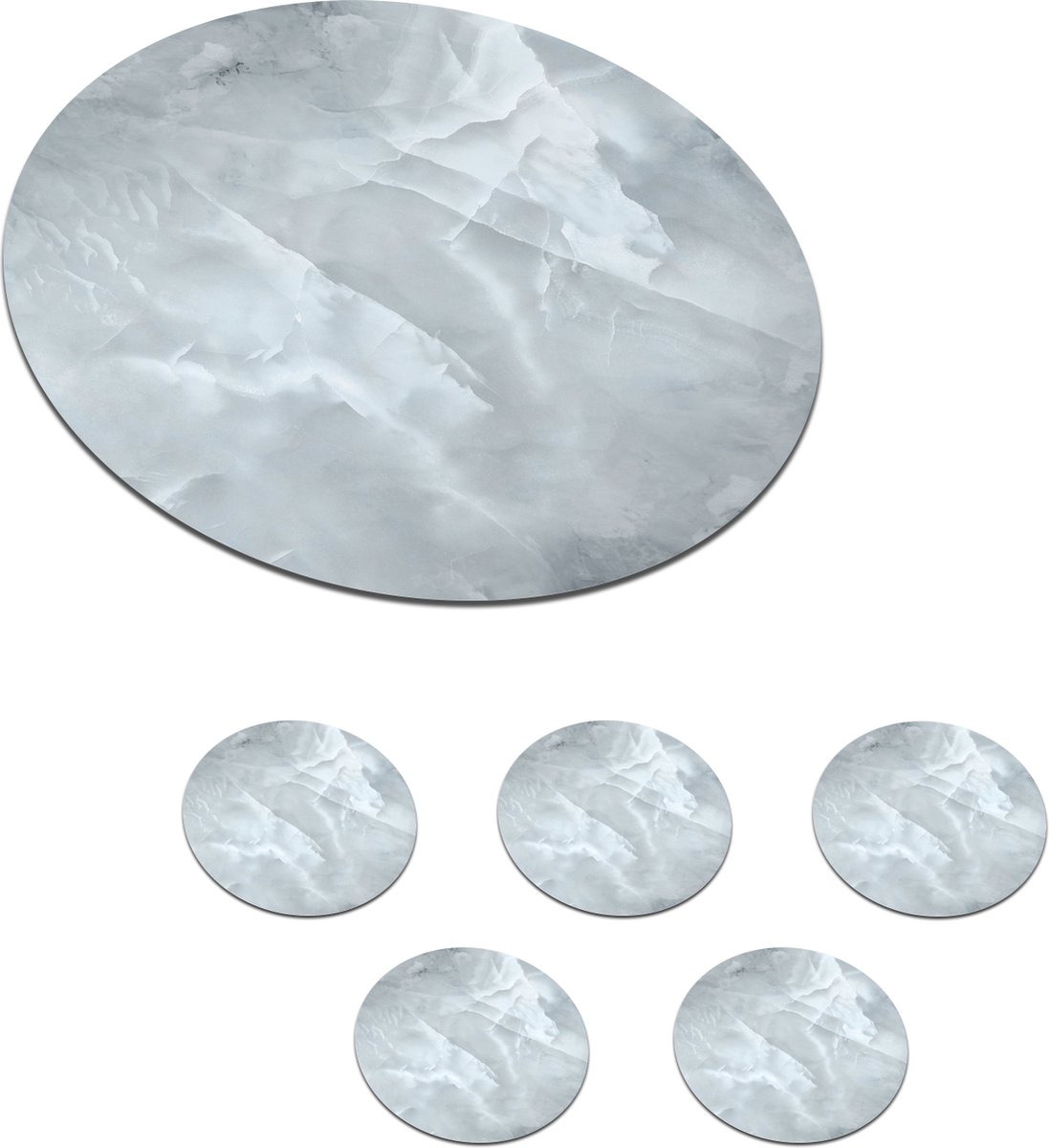 Onderzetters voor glazen - Rond - Marmer - Chic - Wit - 10x10 cm - Glasonderzetters - 6 stuks