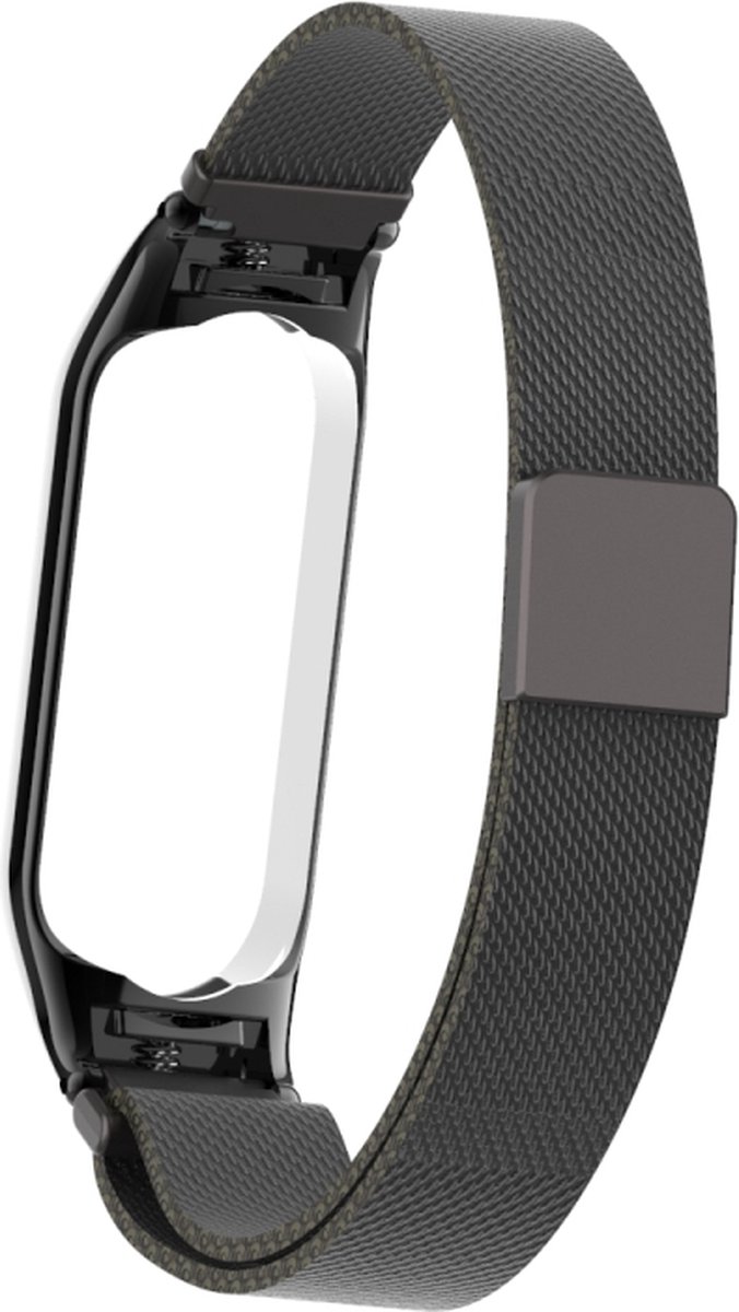 Milanees bandje - geschikt voor Xiaomi Mi Band 5 / Mi Band 6 - zwart