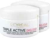 L’Oréal Paris Triple Active dagcrème Droge huid, Gevoelige huid - 2 x 50ml - Voordeelverpakking