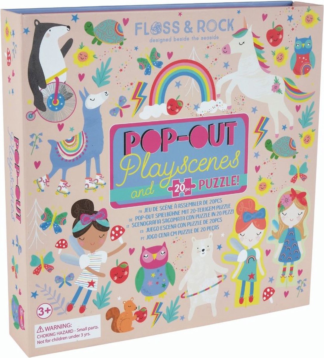 Floss & Rock Speeldoos, Regenboog Fee - 2 in 1 - 21,5 x 21,5 x 4,5 cm