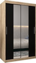 InspireMe - Kledingkast met 2 schuifdeuren, Modern-stijl, Kledingkast met planken (BxHxD): 120x200x62 - TORM I 120 Sonoma Eik + Zwart Mat
