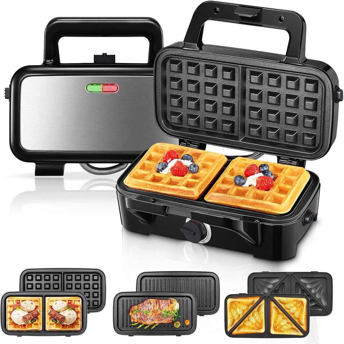 ApexArte® Wafelijzer met Verwisselbare Platen - Contact Grill - Tosti Apparaat