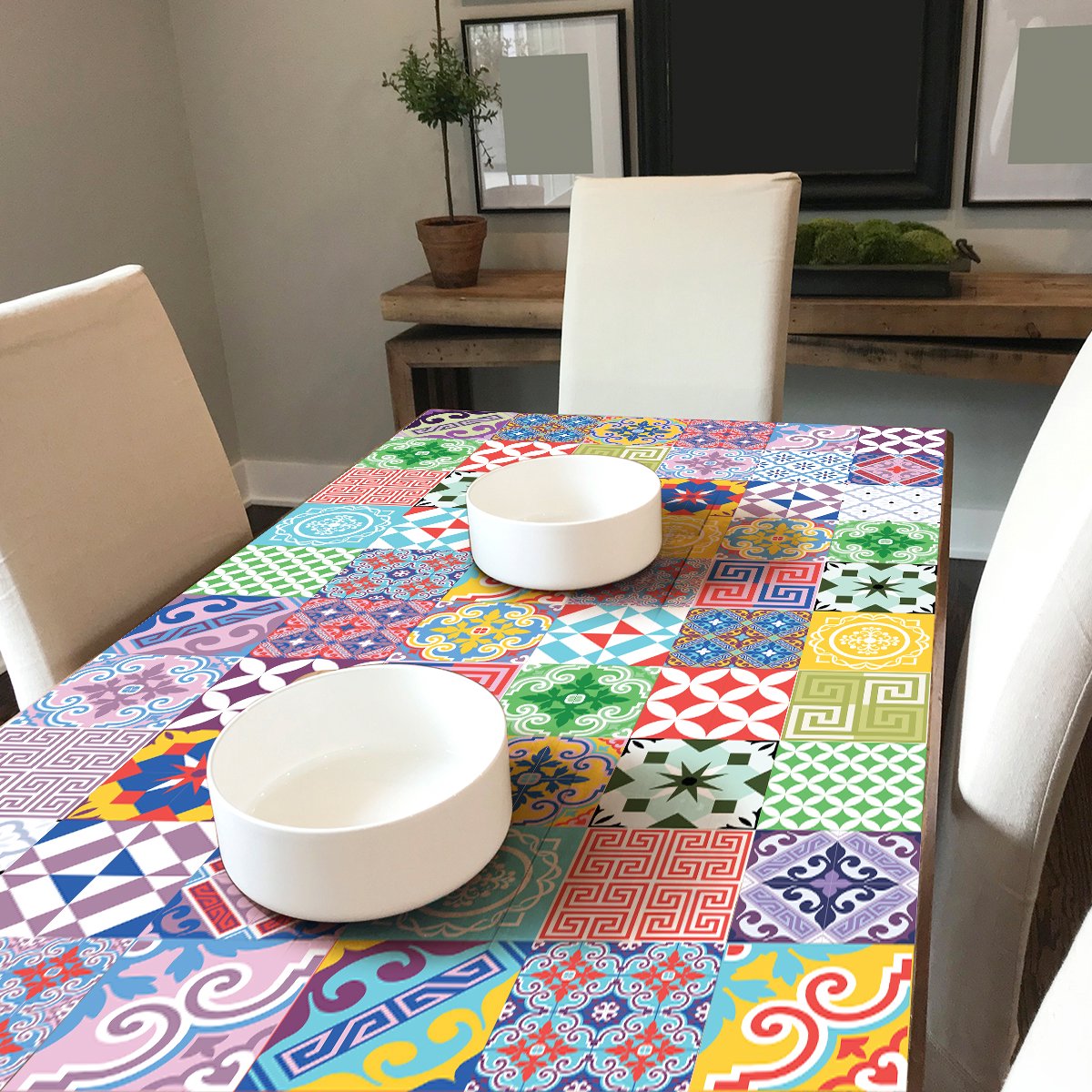 Ambiance Sticker Meubeldecoratiestickers - Zelfklevende stickers voor keuken en woonkamer - 60 MOTICIA meubeltegelstickers - 60 stickers 15x15cm Multi color