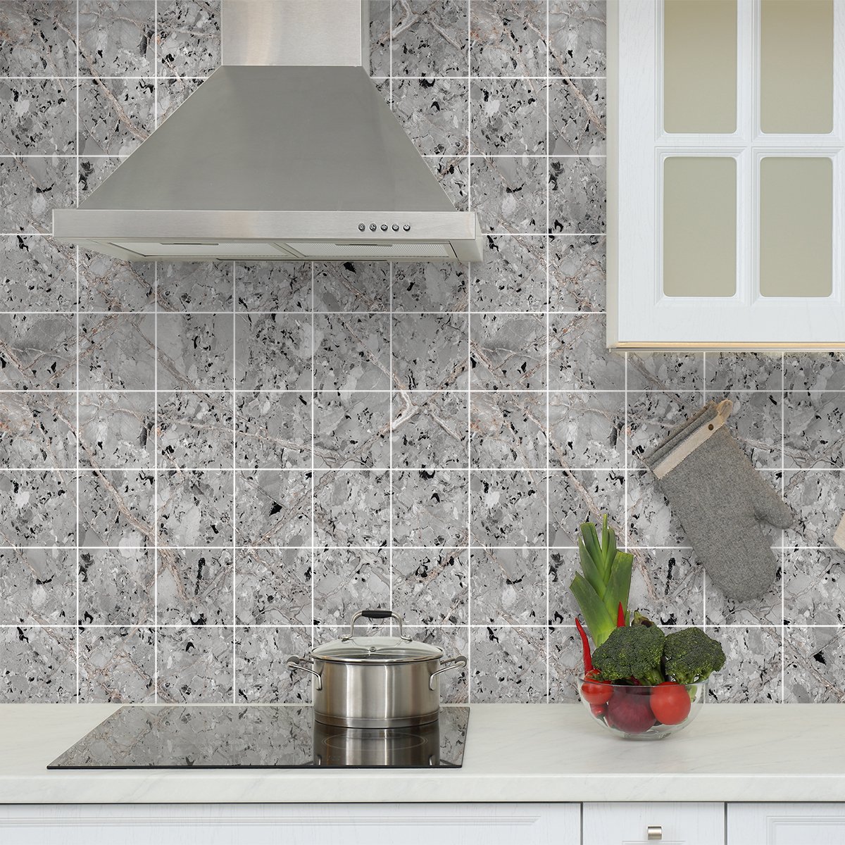 Ambiance Sticker Zelfklevende muurtegelstickers voor keuken en badkamer - 30 Callao marmertegelstickers - 30 stickers 20x20cm Multi color