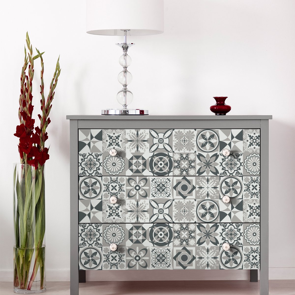 Ambiance Sticker Zelfklevende tegelmuurstickers voor keuken en badkamer - 30 GLADIONO meubeltegelstickers - 30 stickers 15x15cm Multi color