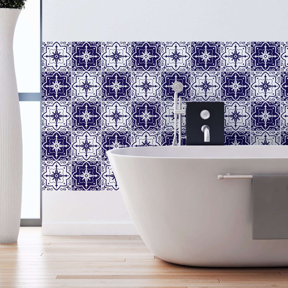 Ambiance Sticker Zelfklevende tegelmuurstickers voor keuken en badkamer - 30 cementtegelstickers, Azulejos Mara - 30 stickers, 15x15cm Multi color