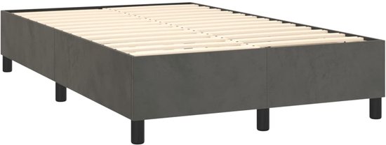 vidaXL Boxspring met matras - Fluweel Donkergrijs - 120x200 cm Boxspringbed - Donkere Kleuren - Velvet Meubilair - Tweepersoons Bed - Verstelbare Hoofdbord