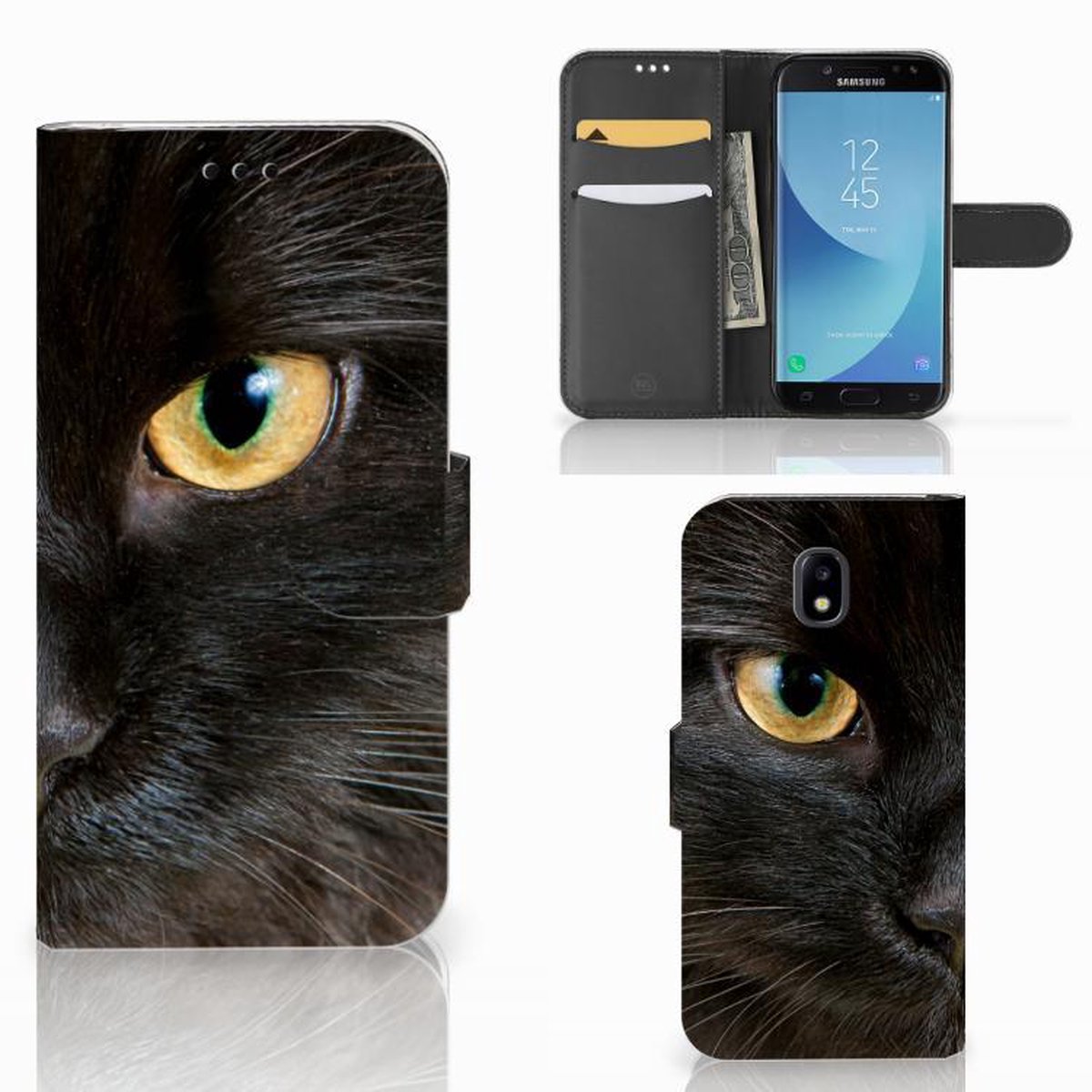 Samsung Galaxy A30 Telefoonhoesje met Pasjes Zwarte Kat