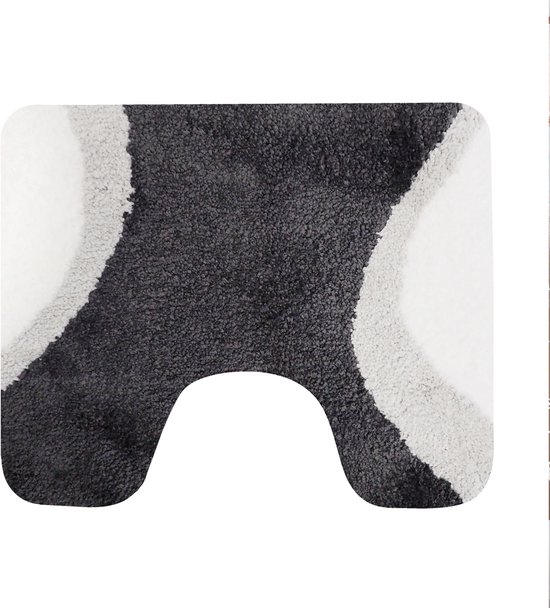Dutch House Toiletmat Metz - WC Mat 60x50 - Grijs - Antislip - Toiletmat met uitsparing - Badkamer Mat - Snel Absorberend - Snel Drogende Toiletmat
