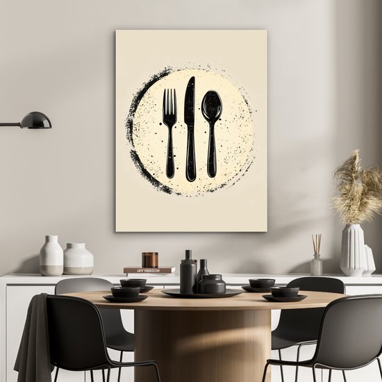 Tableau aluminium 60x80 cm - Décoration murale métal - Zwart - Couverts - Cercle - Décoration murale métal salon - Décoration industrielle - Photo sur dibond - Accessoires industriels chambre