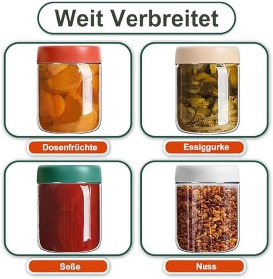 6 stuks Overnight havermoutpotten, 700 ml inmaakpotten met