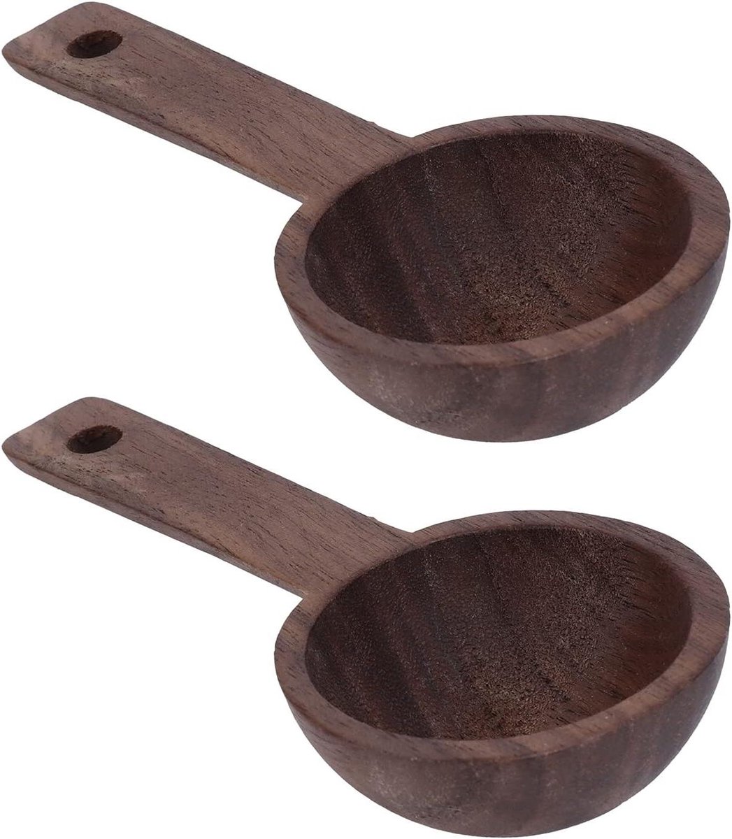 Titel: Houten Theelepel en Koffieschep 2-Pack - Walnoot - 15 cm lang