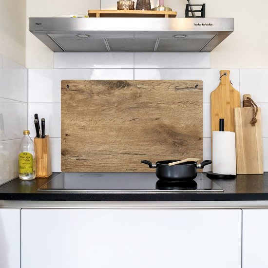 KitchenYeah® Protection plaque induction 80.2x52.2 cm - Marron - Motif bois - Protege plaque de cuisson - Couvre plaque induction - Protecteur d'induction - Cuisine