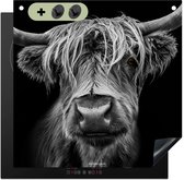 KitchenYeah® Protection plaque induction 60x55 cm - Highlander écossais - Noir et blanc - Protege plaque de cuisson - Couvre plaque induction - Protecteur d'induction - Cuisine