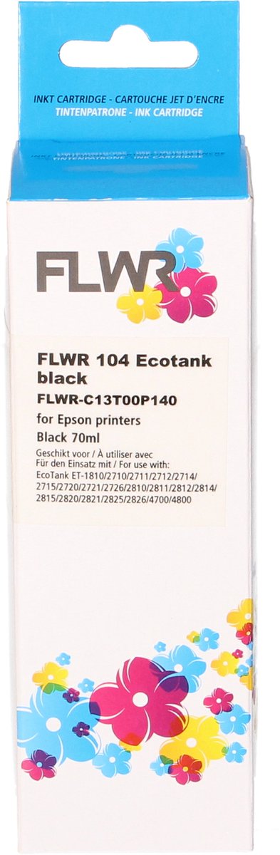 FLWR - Inktcartridge / 104 / Zwart - Geschikt voor Epson Huismerk Epson 104 Ecotank zwart