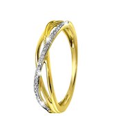 Lucardi - Diamond Luxury - 14 Karaat geelgouden ring  met diamant
