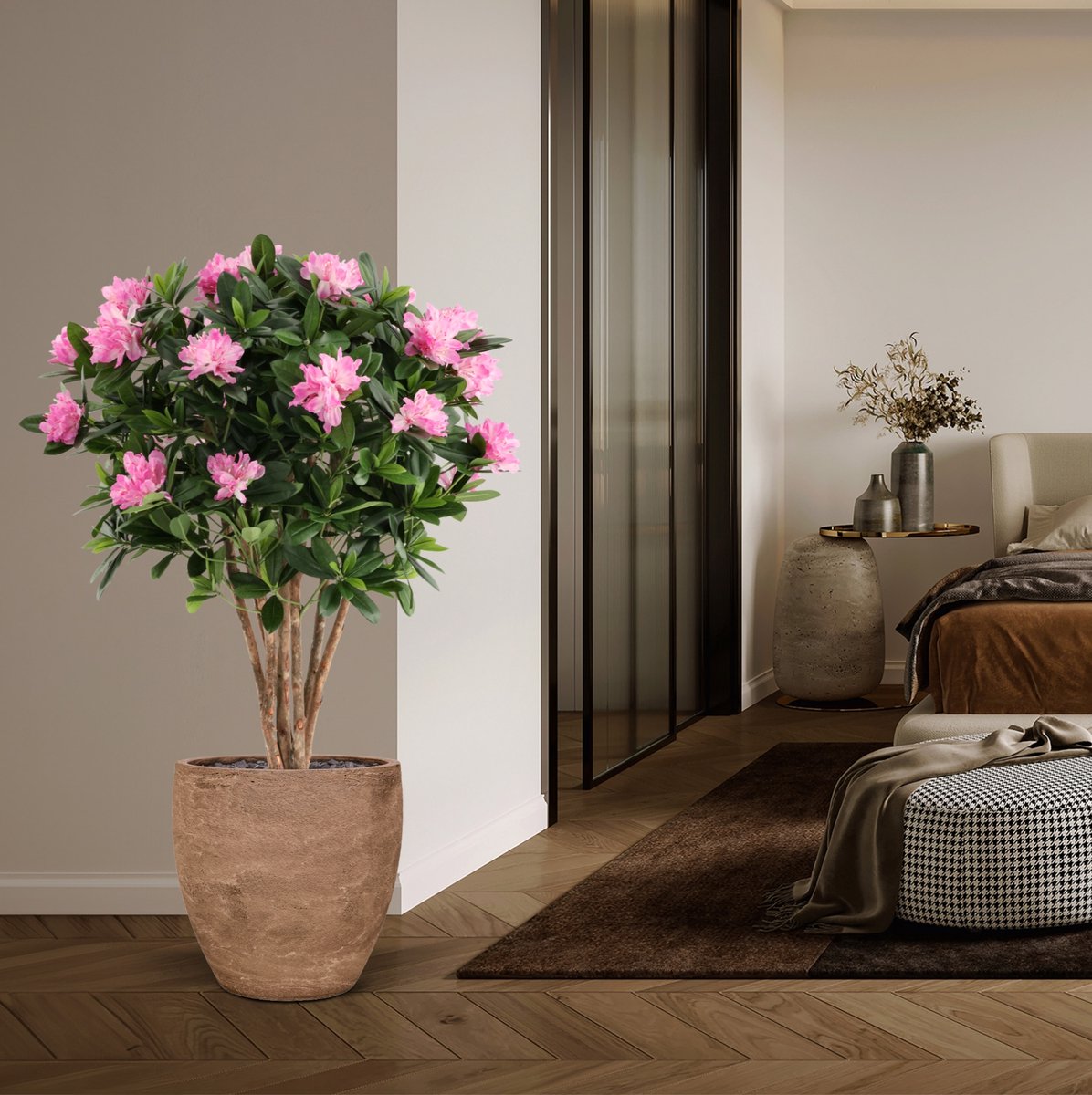 maxifleur Kunstplanten Rhododendron Kunstplant Deluxe 115cm Paars