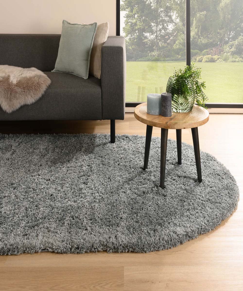 Tapeso Vloerkleed ovaal hoogpolig - Cozy Shaggy grijs 240x340