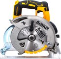 DeWalt cirkelzaag in zwart en geel met metalen voet.