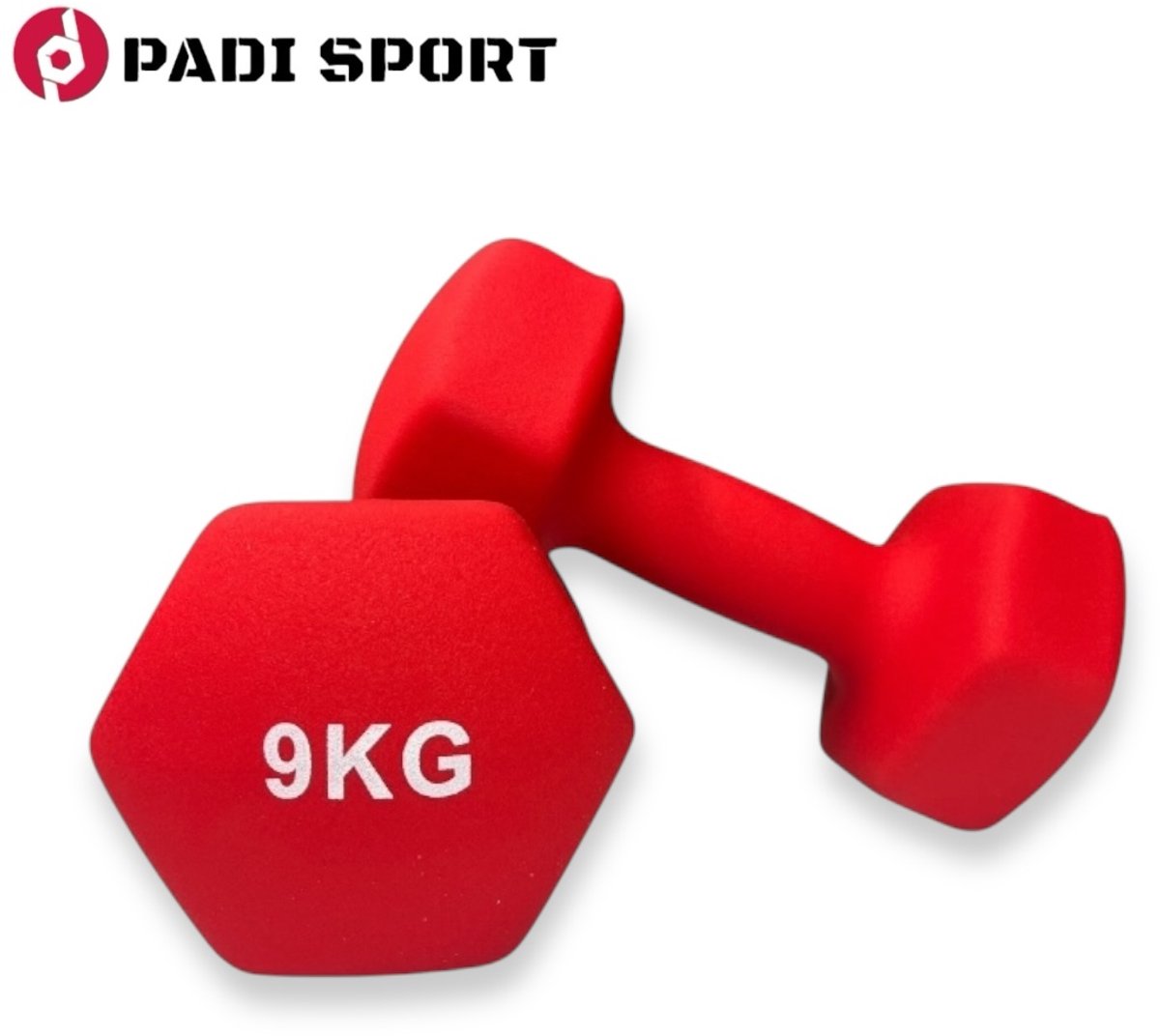 Padisport - Dumbells 9 Kg - Halter - Gewichten Set Halters - Gewichten 9 Kg - Rood - Gewichten - Dumbells - Halters - Gewichtjes 9 Kg