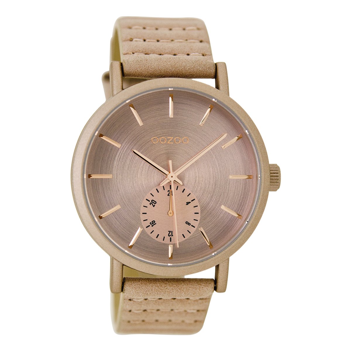 OOZOO Timepieces - Oud roze horloge met oud roze leren band - C9186