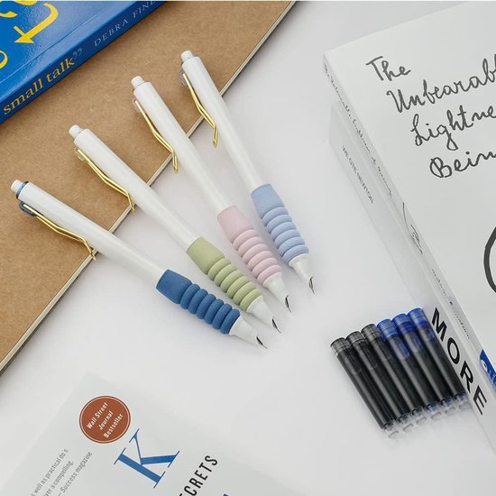 Intrekbare Vulpen, Vulpennen 0,38mm, Blauwe Inkt Doorzichtige Barrel Inclusief 5 Navulbare Inktpatronen, Vulpen met Medium Penpunt voor Soepel Schrijven Zonder Lekken Intrekbare Vulpen, Vulpennen 0,38mm, Blauwe Inkt Doorzichtige Barrel Inclusief 5 Navulbare Inktpatronen, Vulpen met Medium Penpunt voor Soepel Schrijven Zonder Lekken