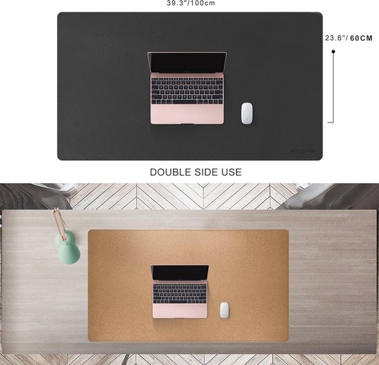 MAIDERN Lederen bureaumat, 89,9 x 49,8 cm omkeerbare