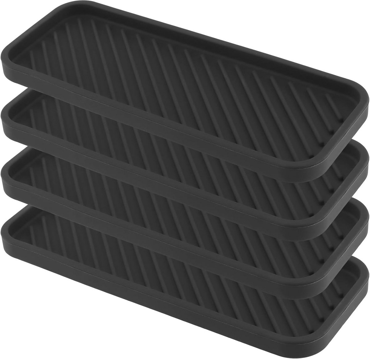 Siliconen sponshouders voor keuken en badkamer, 2 stuks, afdruipmat, vaatwasmachinebestendig, zwart
