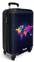 NoBoringSuitcases.com® - Valise cabine Carte du monde - Coloré - Graffiti - Bagage à main - Valise de voyage - Valise chariot - Valises 55x40x20 cm - 55x35x25 cm