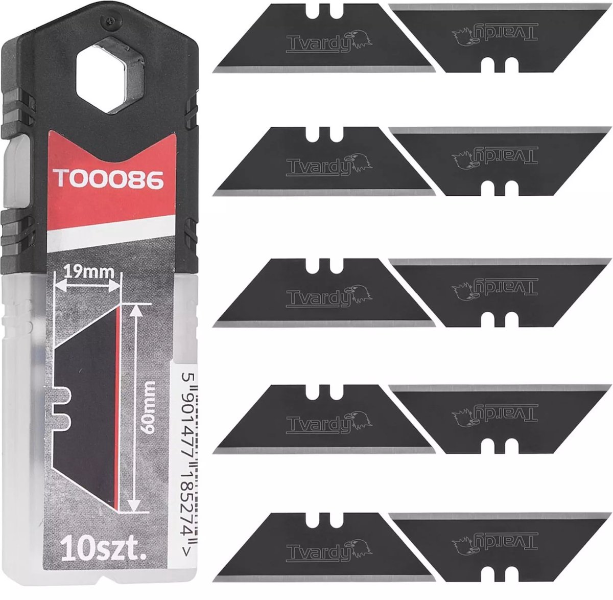Tvardy Trapeziumvormige mesjes - SK2H staal - 60x19x0.6mm - 10 stuks - Duurzaam en scherp
