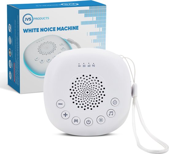 White Noise Machine - Voor baby en Volwassenen - USB-C Oplaadbaar - Draadloos - Witte Ruis - Slaaphulp - Timerfunctie - Inclusief Koord - Wit
