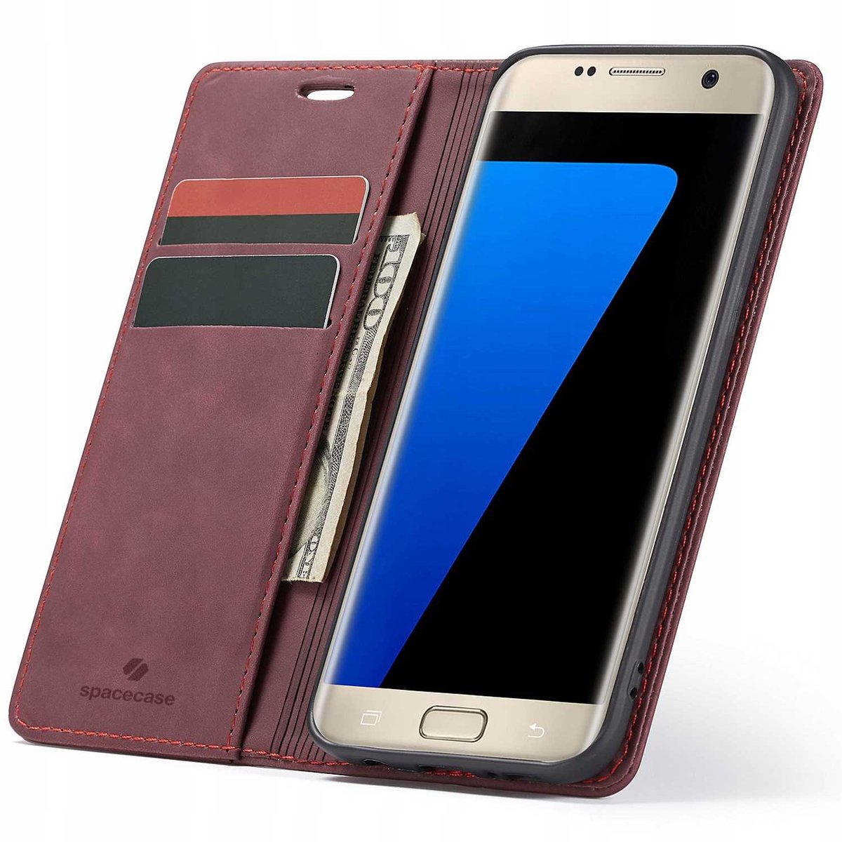 Spacecase Case Portefeuille Galaxy S7 Edge Voor Samsung Rood
