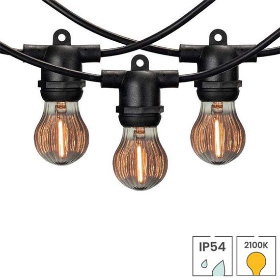 Cordon lumineux Lybardo extérieur - Guirlande lumineuse - 20 mètres dont 24 feux citrouille LED fumés 1 watt | IP54 étanche