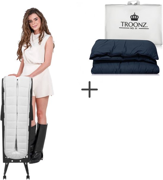 Troonz® Logeerbed Verona 90x200 – Logeerbed met Ergonomisch Matras en Dekbed zonder Overtrek – Lattenbodem – Opklapbed 1 persoons