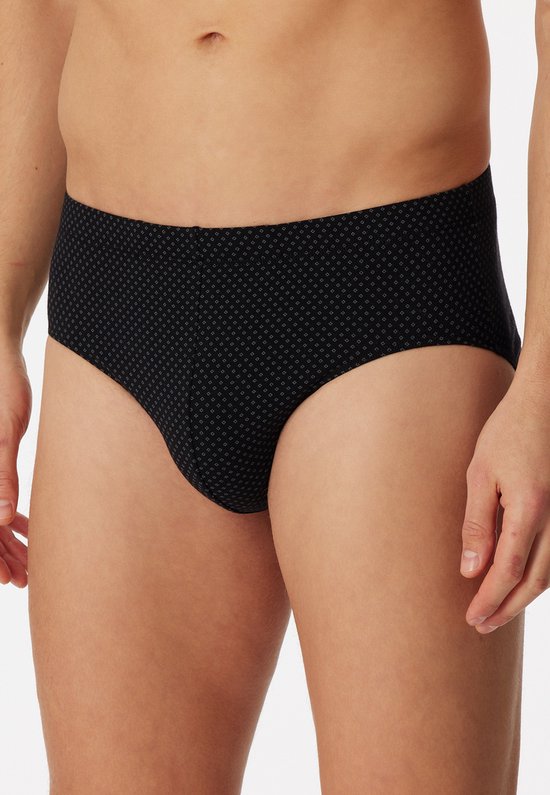 SCHIESSER Cotton Casuals slips (1 paquet) - mini slips pour hommes noirs avec motif - Taille : S