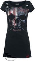 Rock Rebel by EMP Zwart kort jurkje met doodshoofdprint - Dames - M