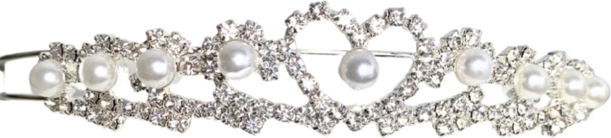 Haar versiering diadeem hartje strass met synthetische pareltjes - Charme Bijoux
